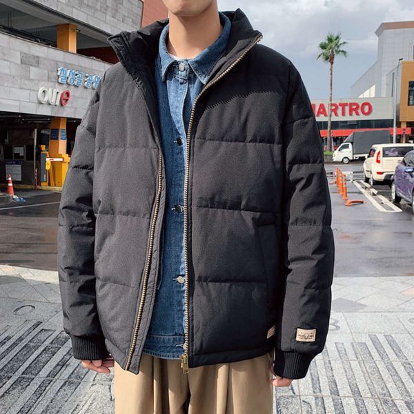 white duck down men's down jacket 2020 new winter casual couple coat student stand collar loose size cotton padded jacket, Black
white duck down men's down jacket 2020 new winter casual couple coat student stand collar loose size cotton padded jacket, Black