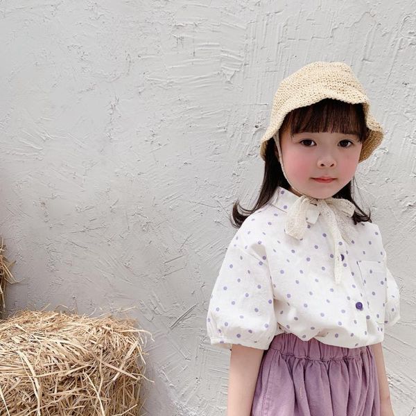 shirts summer cute girls pure cotton dot oversized children single-breasted loose shirt, White;black
shirts summer cute girls pure cotton dot oversized children single-breasted loose shirt, White;black