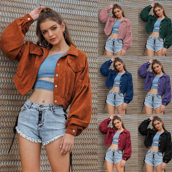 women cropped corduroy jas, vintage long lantern mouwen button down plain drop shoulder jas, Black;brown
women cropped corduroy jas, vintage long lantern mouwen button down plain drop shoulder jas, Black;brown
