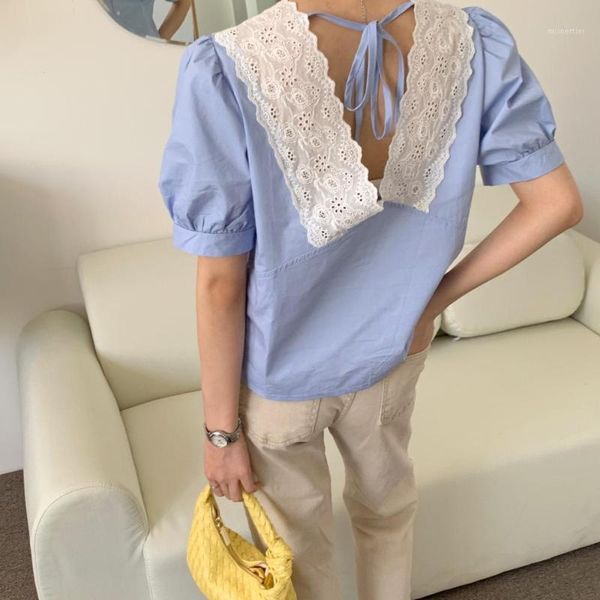 women's blouses & shirts women hollow out lace v-neck 2021 summer korean style white shirt puff sleeve loose blusas
women's blouses & shirts women hollow out lace v-neck 2021 summer korean style white shirt puff sleeve loose blusas