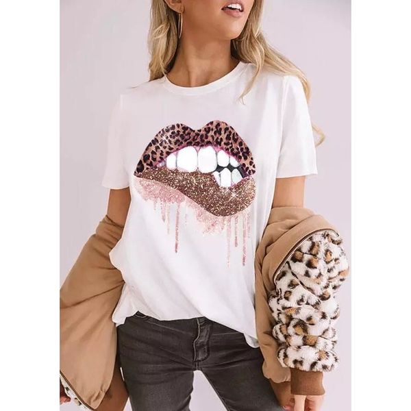 lip print women is fashion word 3d printing short slim t-shirt summer casual round neck short short sleeve t-shirt, White
lip print women is fashion word 3d printing short slim t-shirt summer casual round neck short short sleeve t-shirt, White