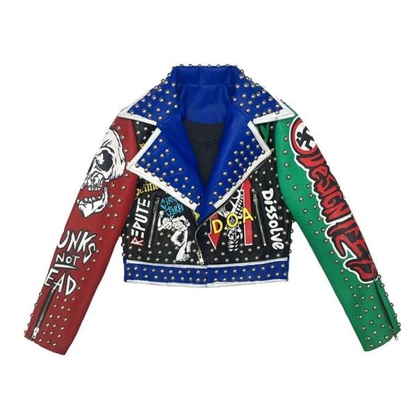 fashion rivet beading pu leather jacket female hit color streetstyle graffiti outerwear letters printed leather jackets f616 t200814, Black
fashion rivet beading pu leather jacket female hit color streetstyle graffiti outerwear letters printed leather jackets f616 t200814, Black