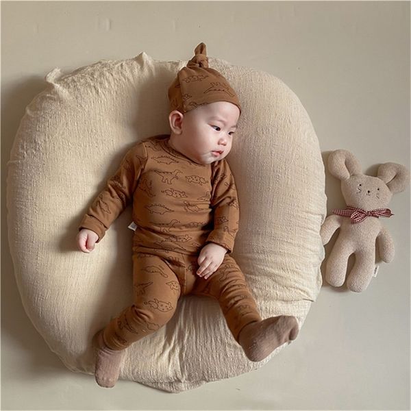3pcs boys girls cartoon dinosaur newborn sets baby cotton romper pant + hat infant kids clothes 210309, White
3pcs boys girls cartoon dinosaur newborn sets baby cotton romper pant + hat infant kids clothes 210309, White