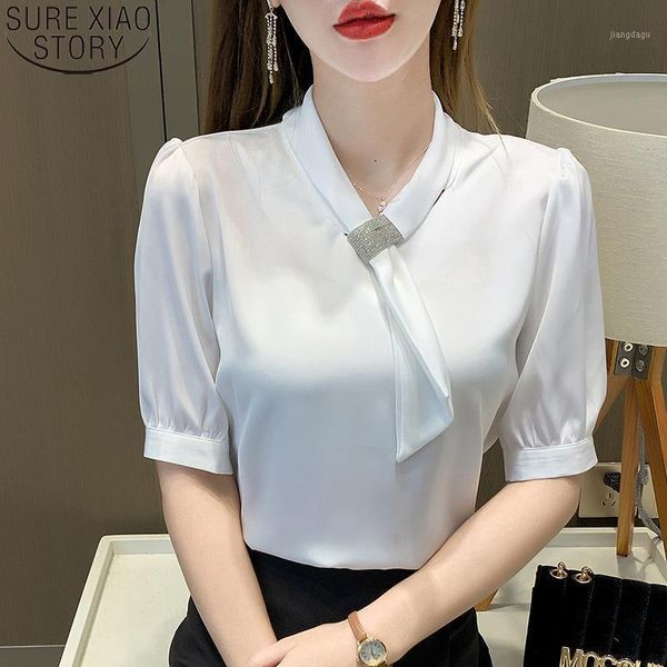 women's blouses & shirts gentle office lady loose blusas fashion lace-up blouse 2021 summer women short sleeve solid bow blosue 13907, White
women's blouses & shirts gentle office lady loose blusas fashion lace-up blouse 2021 summer women short sleeve solid bow blosue 13907, White