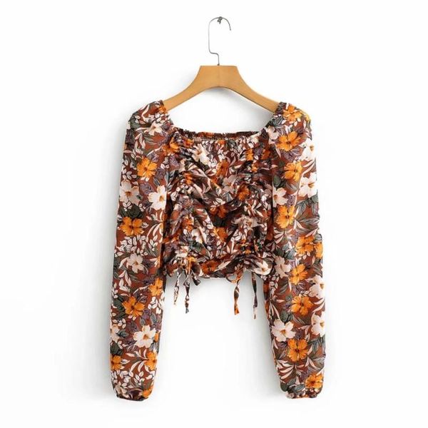 women's blouses & shirts 2021 fashion women tropical flower print drawstring slim blouse long sleeve elastic chic femininas blusas ls6, White
women's blouses & shirts 2021 fashion women tropical flower print drawstring slim blouse long sleeve elastic chic femininas blusas ls6, White