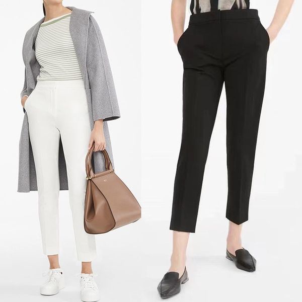 women's pants & capris women 2021 summer high-waist drape soft straight pipe nine-point clothing, Black;white
women's pants & capris women 2021 summer high-waist drape soft straight pipe nine-point clothing, Black;white