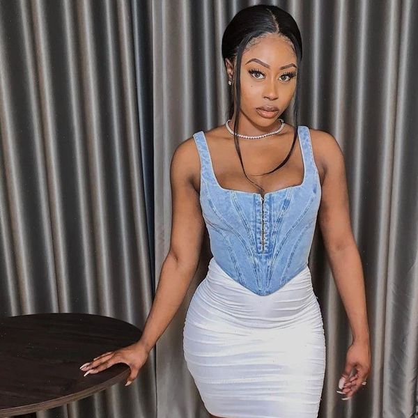 backless denim crop u collar women ladies female elegant sleeveless jeans off shoulder zipper vest, White
backless denim crop u collar women ladies female elegant sleeveless jeans off shoulder zipper vest, White