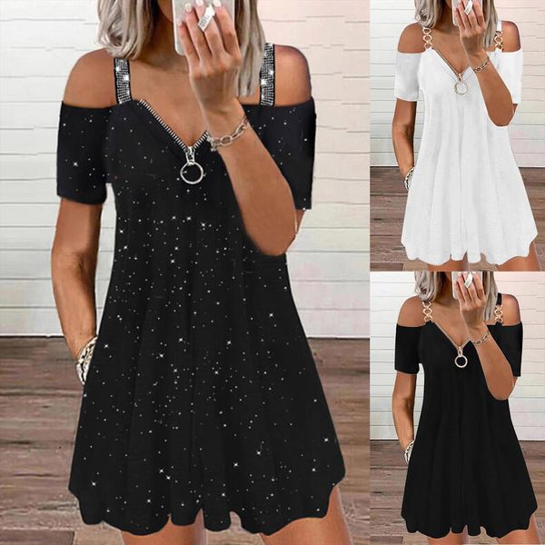 open back zipper fashion womens dresses solid color plus size v neck short sleeve strap vestidos, Black;gray
open back zipper fashion womens dresses solid color plus size v neck short sleeve strap vestidos, Black;gray