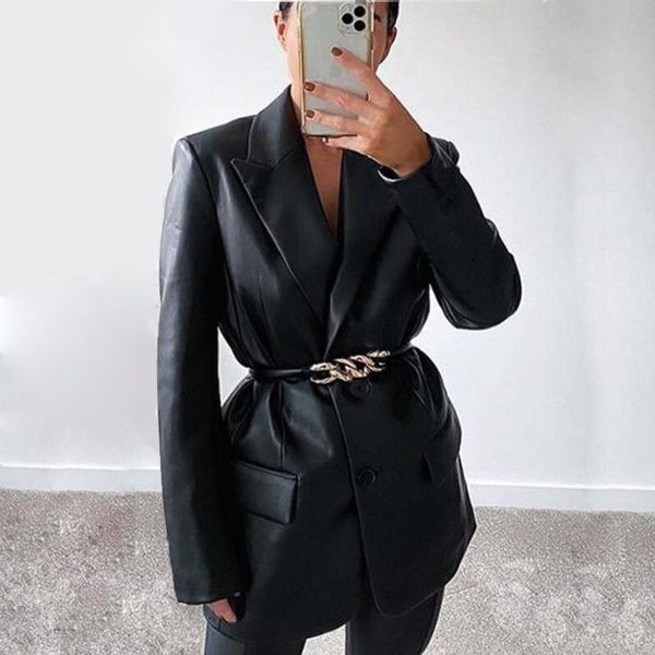 women's leather & faux 2021 autumn/winter fashion solid full sleeve v-neck long jacket formal sashes womens, Black
women's leather & faux 2021 autumn/winter fashion solid full sleeve v-neck long jacket formal sashes womens, Black