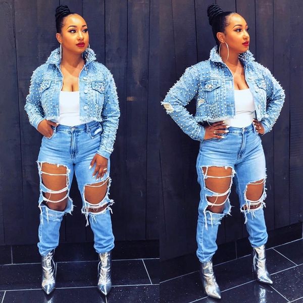 2021 new rivet jackets women hole boyfriend style long sleeve vintage jean jacket autumn high street short denim coat z3fe, Black;brown
2021 new rivet jackets women hole boyfriend style long sleeve vintage jean jacket autumn high street short denim coat z3fe, Black;brown