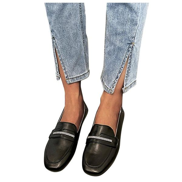 sandals women's fashion british square toe large size loafers rhinestone flat shoes slip-on work casual sandalias mujer, Black
sandals women's fashion british square toe large size loafers rhinestone flat shoes slip-on work casual sandalias mujer, Black