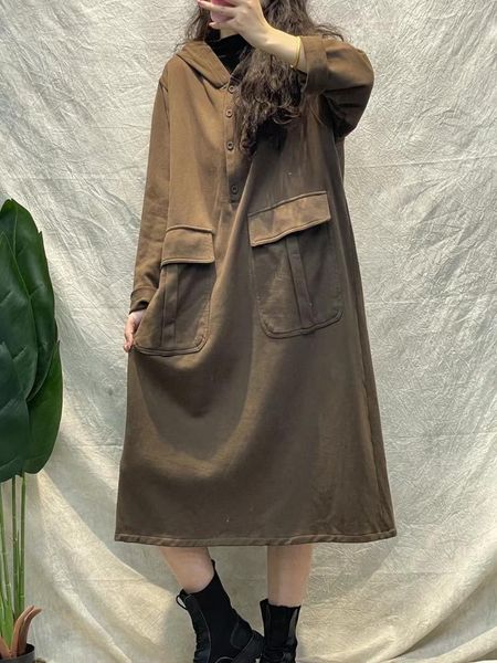 casual dresses large size dress women 2021 autumn winter loose ladies hooded button pocket concise all-match, Black;gray
casual dresses large size dress women 2021 autumn winter loose ladies hooded button pocket concise all-match, Black;gray