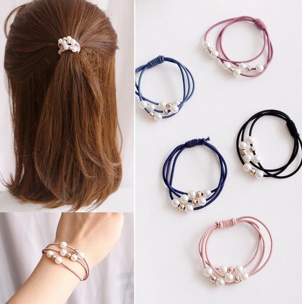 pearl hair ring high elastic hair rope head rope three in one rubber band korean knotting rubber band hair accessories 9 beads, Pink
pearl hair ring high elastic hair rope head rope three in one rubber band korean knotting rubber band hair accessories 9 beads, Pink