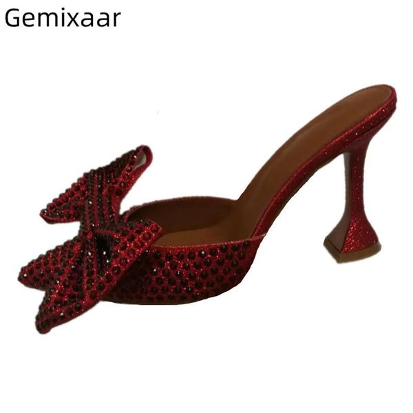 slippers bling sequins woman pointy toe decor rivet bowtie slim shallow party slides strange high cup-shape heel, Black
slippers bling sequins woman pointy toe decor rivet bowtie slim shallow party slides strange high cup-shape heel, Black