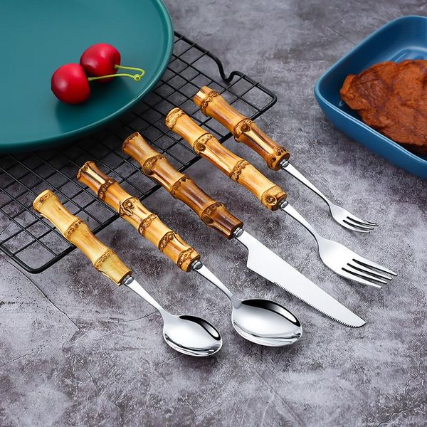 dinnerware sets 5pcs bamboo handle tableware stainless steel luxury set steak knives forks tea dessert spoons gold cutlery
dinnerware sets 5pcs bamboo handle tableware stainless steel luxury set steak knives forks tea dessert spoons gold cutlery