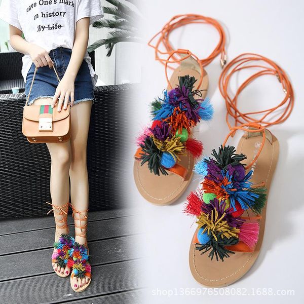 sandals summer colorful fringe flower ball pompom thong flip flop shoe womana399 flat with roman gladiator high lace, Black
sandals summer colorful fringe flower ball pompom thong flip flop shoe womana399 flat with roman gladiator high lace, Black
