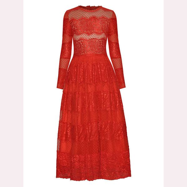 high street est spring designer dress women's long sleeve red lace midi 210526, Black;gray
high street est spring designer dress women's long sleeve red lace midi 210526, Black;gray