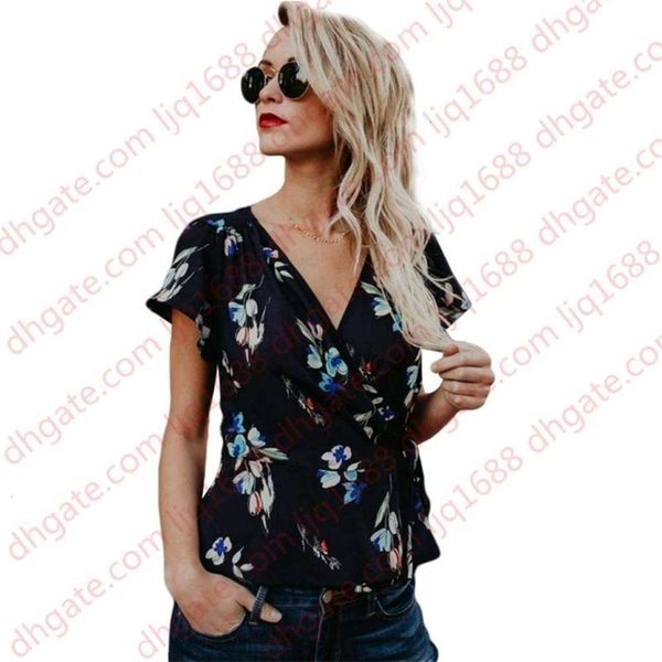 summer women floral print v-neck cross straps short-sleeved shirt simple blouse casual shirt, White
summer women floral print v-neck cross straps short-sleeved shirt simple blouse casual shirt, White