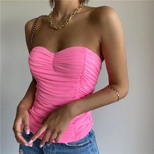 women's tanks & camis summer fashion wear tube vest personality folds slim stretch elastic woman, White
women's tanks & camis summer fashion wear tube vest personality folds slim stretch elastic woman, White