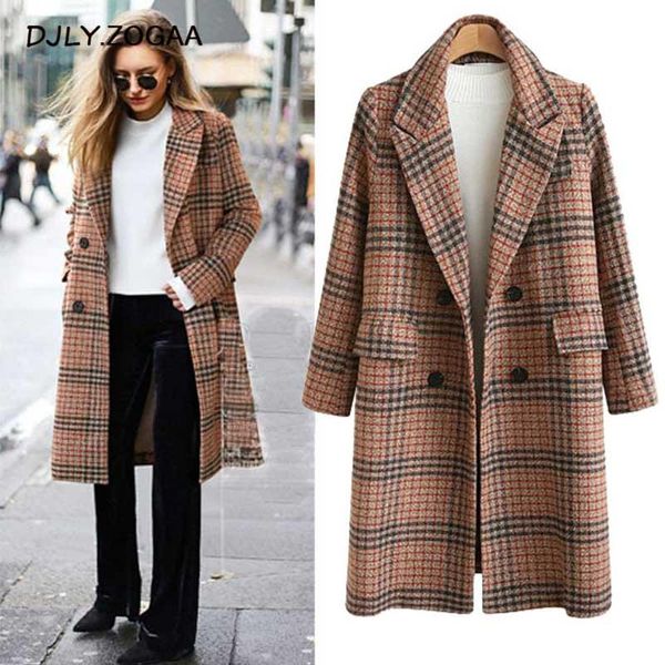 women's wool & blends zogaa autumn winter women loose mid-length plaid woolen coat ladies british style double breasted large size warm, Black
women's wool & blends zogaa autumn winter women loose mid-length plaid woolen coat ladies british style double breasted large size warm, Black