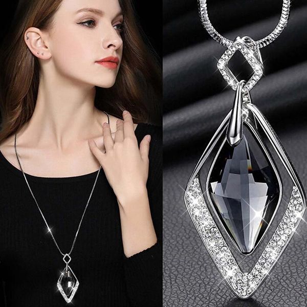 pendant necklaces fashion long necklace elegant crystal for women party sweater chains luxury jewelry pendants, Silver
pendant necklaces fashion long necklace elegant crystal for women party sweater chains luxury jewelry pendants, Silver
