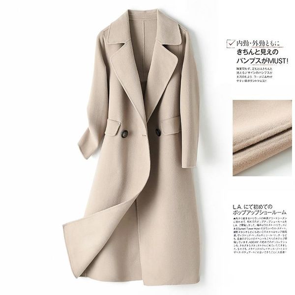 women's wool & blends autumn and winter 2021 fashion temperament commuting suit collar long sleeve medium length woolen overcoat 3423, Black
women's wool & blends autumn and winter 2021 fashion temperament commuting suit collar long sleeve medium length woolen overcoat 3423, Black