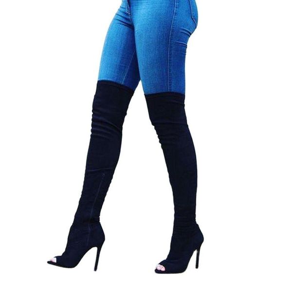 boots peep toe black suede slim thigh high over the knee stretch fabric heels ladies spring autume shoes
boots peep toe black suede slim thigh high over the knee stretch fabric heels ladies spring autume shoes