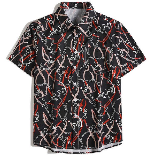 mens hawaiian shirt fashion chain print harajuku fashion brand loose short sleeve shirts 210527, White;black
mens hawaiian shirt fashion chain print harajuku fashion brand loose short sleeve shirts 210527, White;black