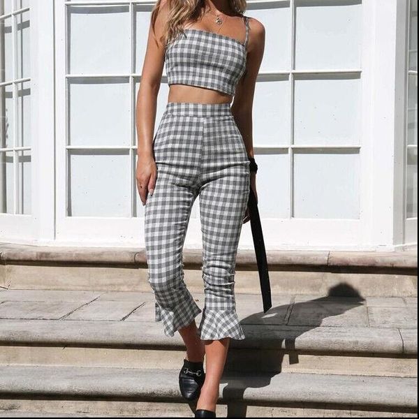two pieces women sweet bodycon cotton clothing pliads womens ladies crop high waist pants outfits ruffles costumes, Gray
two pieces women sweet bodycon cotton clothing pliads womens ladies crop high waist pants outfits ruffles costumes, Gray