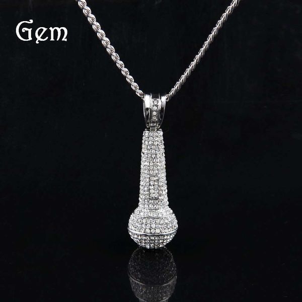 new full diamond microphone with diamond microphone pendant men's hip hop hip hop necklace, Silver
new full diamond microphone with diamond microphone pendant men's hip hop hip hop necklace, Silver