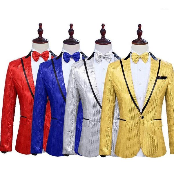 sequined blazer men's nightclub singer host performance clothes fashion trend slim single-breasted suits & blazers, White;black
sequined blazer men's nightclub singer host performance clothes fashion trend slim single-breasted suits & blazers, White;black