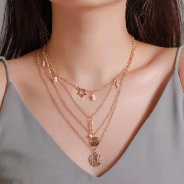 chains kalung multilayer silang antik fashion hollow pentagram pendant necklace, Silver
chains kalung multilayer silang antik fashion hollow pentagram pendant necklace, Silver