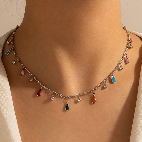 2021 new colorful women water drop chokers necklace silver tassel charm short necklace fashion jewelry gift
2021 new colorful women water drop chokers necklace silver tassel charm short necklace fashion jewelry gift