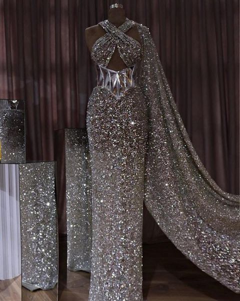 party dresses sequins african long mermaid evening sparkly beaded halter neck formal prom gowns, White;black
party dresses sequins african long mermaid evening sparkly beaded halter neck formal prom gowns, White;black