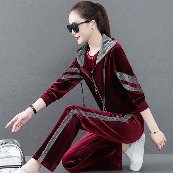 women's two piece pants ladies suit gold velvet sports women 2021 spring autumn fashion loose casual sportswear three-piece female w751, White
women's two piece pants ladies suit gold velvet sports women 2021 spring autumn fashion loose casual sportswear three-piece female w751, White