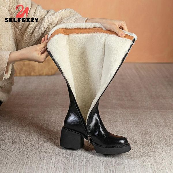 boots winter women 100% wool platform snow natural genuine leather warm shoes female fashion fur high heels knee-high, Black
boots winter women 100% wool platform snow natural genuine leather warm shoes female fashion fur high heels knee-high, Black