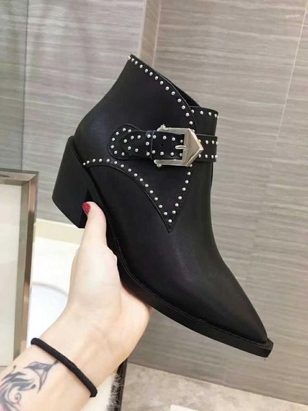 boots british syle rivet ankle woman pointed toe high heel metal decor cowboy for women short biker11, Black
boots british syle rivet ankle woman pointed toe high heel metal decor cowboy for women short biker11, Black