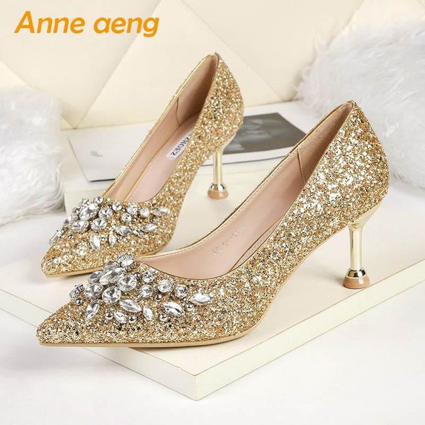 dress shoes 2021 women pumps high thin heel metal pointed toe shallow ladies bling bridal wedding gold female, Black
dress shoes 2021 women pumps high thin heel metal pointed toe shallow ladies bling bridal wedding gold female, Black