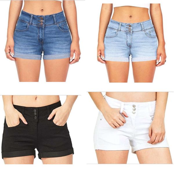 shorts women's waist multi color denim elastic crimped short pants, White;black
shorts women's waist multi color denim elastic crimped short pants, White;black