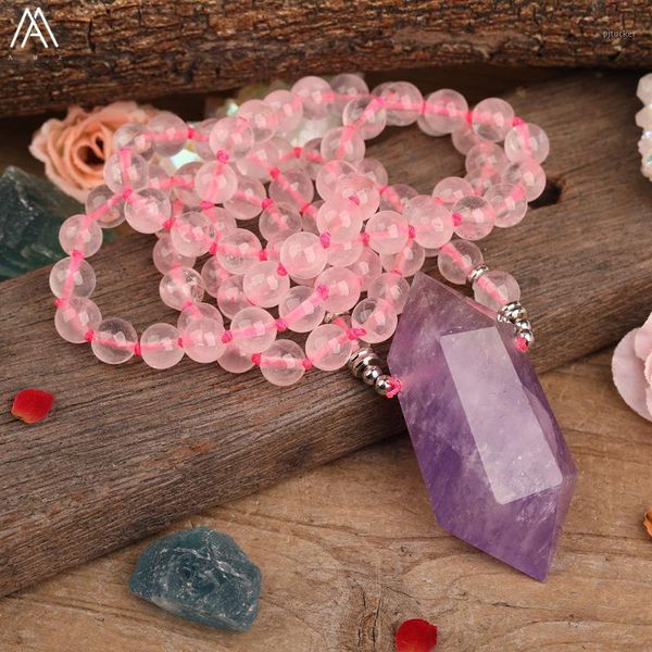 chains natural amethysts quartz double point pendant matted pink roses round beads knotted necklace handmade jewelry dropship1, Silver
chains natural amethysts quartz double point pendant matted pink roses round beads knotted necklace handmade jewelry dropship1, Silver