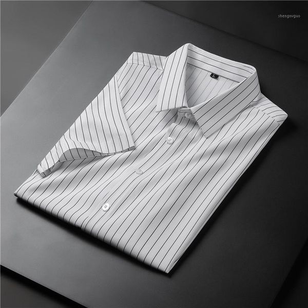 men's dress shirts british style summer business formal wear striped men clothing 2021 simple slim fit casual short sleeve chemise homm, White;black
men's dress shirts british style summer business formal wear striped men clothing 2021 simple slim fit casual short sleeve chemise homm, White;black
