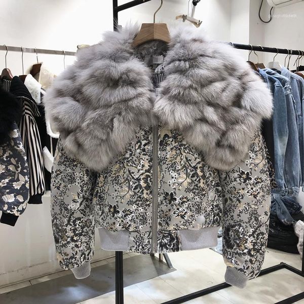 women's down & parkas gray big fur turn-down collar print streetwear fashion short cotton padded cloth female winter tide jackets coat, Black
women's down & parkas gray big fur turn-down collar print streetwear fashion short cotton padded cloth female winter tide jackets coat, Black