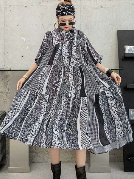vanovich european and american style women's lapel plaid dress summer loose retro casual es for women 210615, Black;gray
vanovich european and american style women's lapel plaid dress summer loose retro casual es for women 210615, Black;gray
