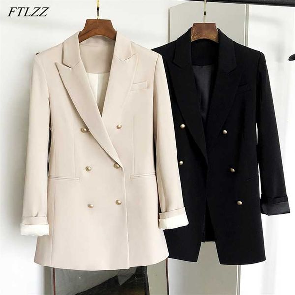 ftlzz spring autumn office ladies notched collar double breasted blazer vintage women long sleeve solid 211019, White;black
ftlzz spring autumn office ladies notched collar double breasted blazer vintage women long sleeve solid 211019, White;black