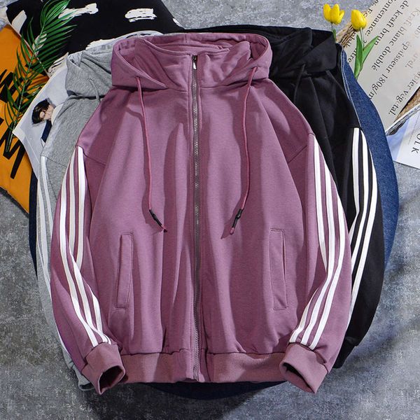 spring and autumn 2020 thin zipper hooded jacket men's three bar korean fashion leisure student sports sweater, Black
spring and autumn 2020 thin zipper hooded jacket men's three bar korean fashion leisure student sports sweater, Black