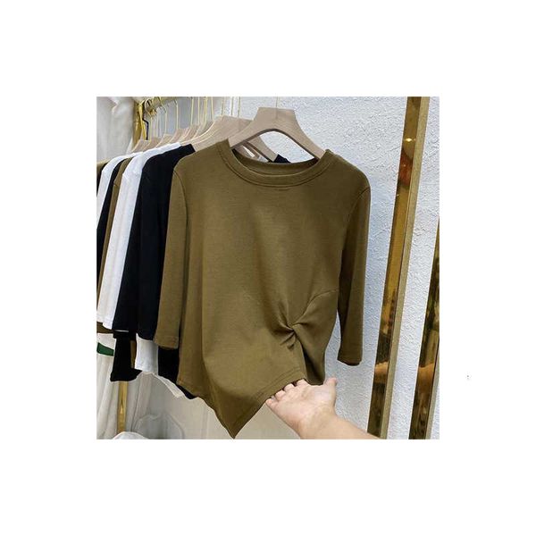 women's sweaters cotton 3 / 4 sleeve kink and wrinkle irregular dign t-shirt women's early autumn solid color thin women, White;black
women's sweaters cotton 3 / 4 sleeve kink and wrinkle irregular dign t-shirt women's early autumn solid color thin women, White;black
