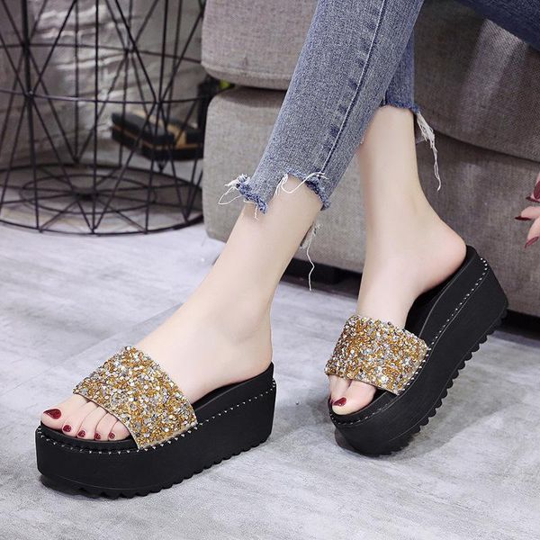 slippers korean version of thick bottom wedge sandals women's 2021 sequins wedges for women slipper, Black
slippers korean version of thick bottom wedge sandals women's 2021 sequins wedges for women slipper, Black