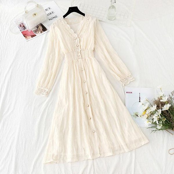 casual dresses women v-neck lace dress 2021 autumn elegant a-line slim single-breasted vestidos elastic waist mesh mid-calf, Black;gray
casual dresses women v-neck lace dress 2021 autumn elegant a-line slim single-breasted vestidos elastic waist mesh mid-calf, Black;gray