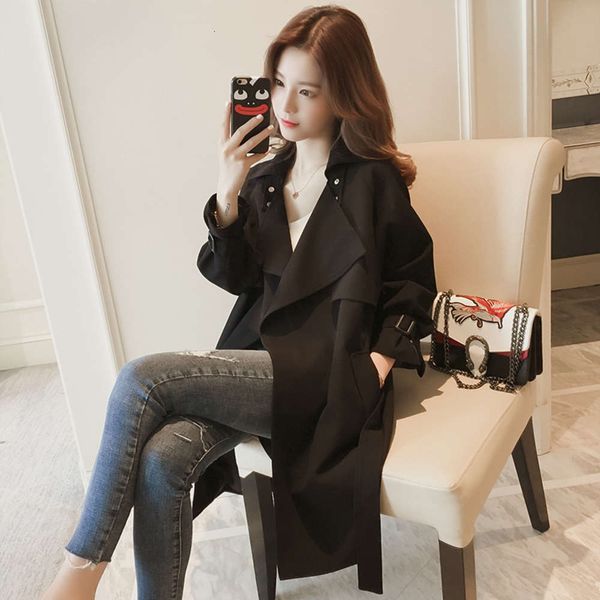 black windbreaker women's winter versatile 2020 new mid long small temperament british style coat spring and autumn, Tan;black
black windbreaker women's winter versatile 2020 new mid long small temperament british style coat spring and autumn, Tan;black