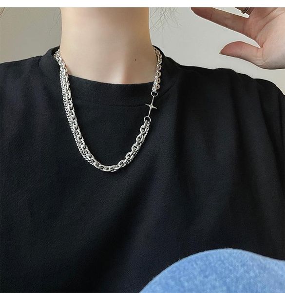 chains fashion splicing stainless steel necklace for men hip-hop dancing clavicle chain simple long metal crucifix jewelry, Silver
chains fashion splicing stainless steel necklace for men hip-hop dancing clavicle chain simple long metal crucifix jewelry, Silver